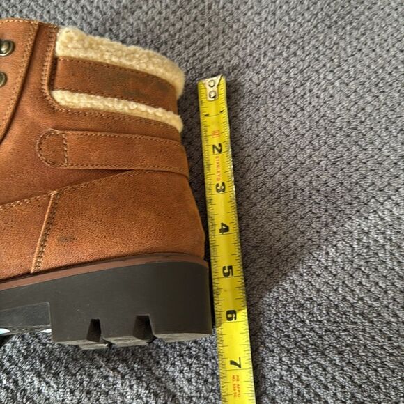 Cliffs Brown Faux Fur Linedโ Lace-Up Ankle Boots Size 6 Buckle Lug Sole Cozy - Picture 7 of 11